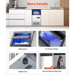 Ismaskiner-Kommersiell ismaskin, Fristående skåpmaskin, 120lbs/24H Produktionskapacitet, 36 isbitar per cykel