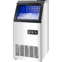 Ismaskiner-Kommersiell ismaskin, Fristående skåpmaskin, 120lbs/24H Produktionskapacitet, 36 isbitar per cykel