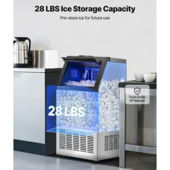 Kommersiell Ismaskin, Fristående Skåpmaskin, 110lbs/24H Produktionskapacitet, 36 Isbitar per Cykel