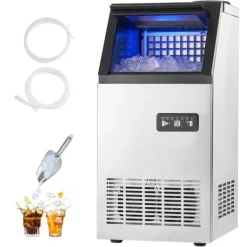 Kommersiell Ismaskin, Fristående Skåpmaskin, 110lbs/24H Produktionskapacitet, 36 Isbitar per Cykel