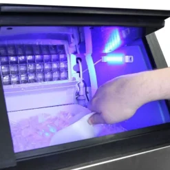 Ismaskiner-Kommersiell Ismaskin i Rostfritt Stål För Restaurang 40 KG Is På 24 H Bar Café Konditori Ismaskiner Automatiskt Vattenintag 22 mm Storlek Per Iskub