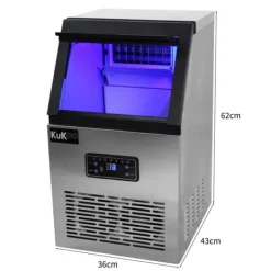 Ismaskiner-Kommersiell Ismaskin i Rostfritt Stål För Restaurang 40 KG Is På 24 H Bar Café Konditori Ismaskiner Automatiskt Vattenintag 22 mm Storlek Per Iskub