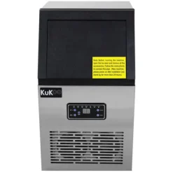 Ismaskiner-Kommersiell Ismaskin i Rostfritt Stål För Restaurang 40 KG Is På 24 H Bar Café Konditori Ismaskiner Automatiskt Vattenintag 22 mm Storlek Per Iskub