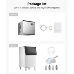 Kommersiell Ismaskin, Modell 550 lbs/24h, med 300 lbs Förvaringsbehållare, Automatisk Självrengöring