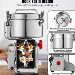 Kryddkvarnar-Kommersiell kryddkvarn 2500g, elektrisk höghastighetskvarn, professionell malning, snabb och effektiv malningsmaskin