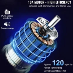 Matkvarnar-Kommersiell köttmörare, kraftigt rostfritt stål, kötttång, rengöringsborste, 450 W elektrisk för nötkött, kalkon, kyckling.