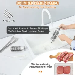 Matkvarnar-Kommersiell köttmörare, kraftigt rostfritt stål, kötttång, rengöringsborste, 450 W elektrisk för nötkött, kalkon, kyckling.