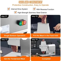 Matkvarnar-Kommersiell köttmörare, kraftigt rostfritt stål, kötttång, rengöringsborste, 450 W elektrisk för nötkött, kalkon, kyckling.