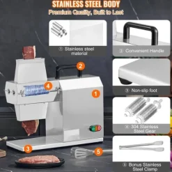 Matkvarnar-Kommersiell köttmörare, kraftigt rostfritt stål, kötttång, rengöringsborste, 450 W elektrisk för nötkött, kalkon, kyckling.