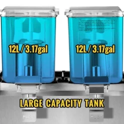 Dryckesautomater-Kommersiell rostfri kalldrycksdispenser för fruktjuice och iste, 2 tankar, 6,4 gallon, med termostatkontroll.