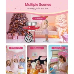 Kommersiell Sockervaddsmaskin med Vagn, 1000W Modell, Rödfärgad, Hög Effektivitet