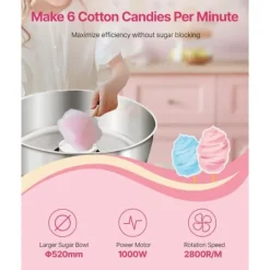 Kommersiell Sockervaddsmaskin, 1000W Modell, Perfekt för Fester, Röd Färg