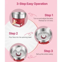 Kommersiell Sockervaddsmaskin, 1000W Modell, Perfekt för Fester, Röd Färg