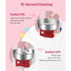 Kommersiell Sockervaddsmaskin, 1000W Modell, Perfekt för Fester, Röd Färg