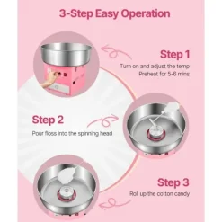 Maskiner För Spunnet Socker-Kommersiell sockervaddsmaskin, 1000W Modell, Perfekt för fest, Rosa färg