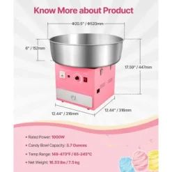 Maskiner För Spunnet Socker-Kommersiell sockervaddsmaskin, 1000W Modell, Perfekt för fest, Rosa färg