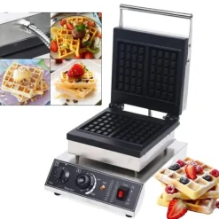 Kommersiell Våffeljärn, 1500W Effekt, Teflon Non-Stick Beläggning,EU, svart