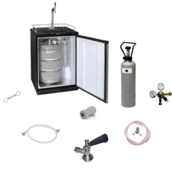 Komplett set - kylskåp för öl upp till 50L fat (ölstång) - inkl. Elegant dispenserkolonn och kompensatorkran, KEG:5 liters adapter