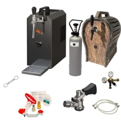 Ölkranar-Komplett uppsättning Öltapp - JET 30 en linje torr kylare, 35 liter/h -Bierkoffer med trätunna, Rengöringssats för kran och kagge, KEG:Type A