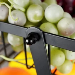 Korg för frukt och grönsaker, svart, metall, 3-vånings, VILDE 229111