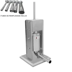 Jerkyspruta-Korvstoppare 5 L Rostfritt Stål med 5 x Korvhorn Manuell Korvstoppningsmaskin Kommersiell Professionell Storkök Restaurang Hemmabruk Slakteri