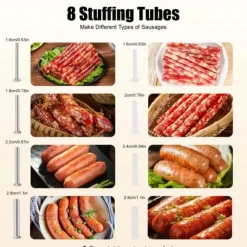 Jerkyspruta-Korvstoppare, manuell modell, 6 korvhorn (rostfritt stål & plast), låg ljudnivå för hemlagad korv