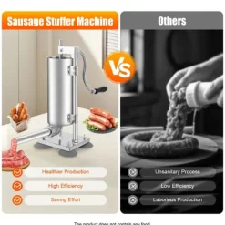 Jerkyspruta-Korvstoppare, manuell modell, 6 korvhorn (rostfritt stål & plast), låg ljudnivå för hemlagad korv