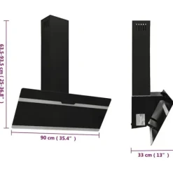Köksfläktar-Kraftfull köksfläkt 90 cm i stål och härdat glas | Färg: Svart | Storlek: 90x50x15 cm