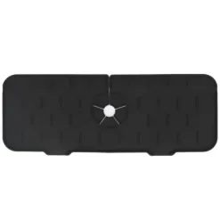 Kran Absorberande matta Tvättbar Återanvändbar Silikon Diskbänk Bänkskiva Vattenfångare för kök Badrum RV 61x14cm Svart
