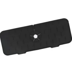 Kran Absorberande matta Tvättbar Återanvändbar Silikon Diskbänk Bänkskiva Vattenfångare för kök Badrum RV 61x14cm Svart
