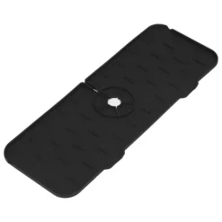 Kran Absorberande matta Tvättbar Återanvändbar Silikon Diskbänk Bänkskiva Vattenfångare för kök Badrum RV 61x14cm Svart