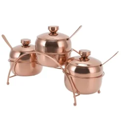 Kryddburkset i rostfritt stål, salt- och pepparburk, sockerburk med lock och sked, kryddflaskor för kök med förvaringsställ, roséguld