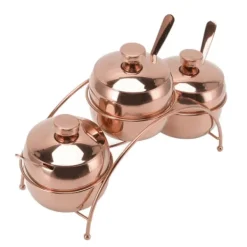 Kryddburkset i rostfritt stål, salt- och pepparburk, sockerburk med lock och sked, kryddflaskor för kök med förvaringsställ, roséguld