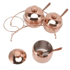 Kryddburkset i rostfritt stål, salt- och pepparburk, sockerburk med lock och sked, kryddflaskor för kök med förvaringsställ, roséguld