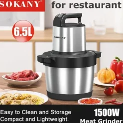 Matkvarnar-Köttkvarn, 1500W effekt, 6,5L kapacitet,köttkvarn, EU-kontakt (220V)