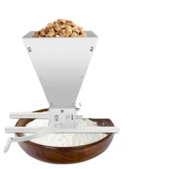 Kvarn, 4L kapacitet, justerbara valsar, manuell och borrdriven, silverfinish, hållbart material