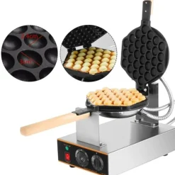 1,4kw elektrisk ägg våffelmaskin, parallell uppvärmning, 180 graders rotationsdesign, exakt temperatur- och tidskontroll