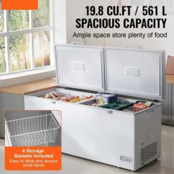 Frysar-Kystfrys 19,8 ku.ft / 561 L stor djupfrys med 4 avtagbara korgar, energieffektiv, tyst drift