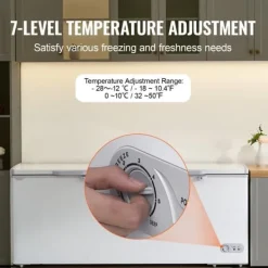 Frysar-Kystfrys 19,8 ku.ft / 561 L stor djupfrys med 4 avtagbara korgar, energieffektiv, tyst drift