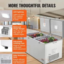 Frysar-Kystfrys 19,8 ku.ft / 561 L stor djupfrys med 4 avtagbara korgar, energieffektiv, tyst drift