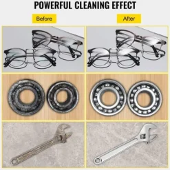 Ultraljudstvätt-15L 60A Ultraschallsrengörare med värme 360W i rostfritt stål för glasögon, smycken, tandproteser, mynt osv. (15L)