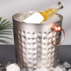 Ishink & Kylare-3L bärbar ishink i rostfritt stål med champagnefat och handtag för hemmabruk i baren
