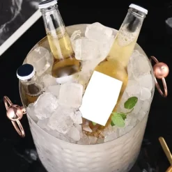 Ishink & Kylare-3L bärbar ishink i rostfritt stål med champagnefat och handtag för hemmabruk i baren