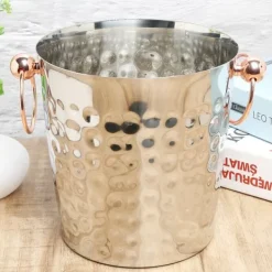 Ishink & Kylare-3L bärbar ishink i rostfritt stål med champagnefat och handtag för hemmabruk i baren