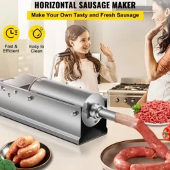 Jerkyspruta-3L Chorizo-vullare av rostfritt stål, horisontell, manuell korvfyllare, Chorizo-hotdogs, grillkorv, lämplig för både hushåll och kommersiell