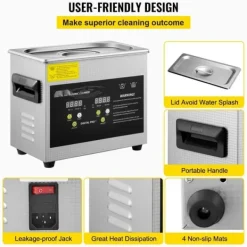 3L digital ultraljudsrenare, uppvärmning, timer, rengöring av smycken och glas