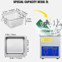 Ultraljudstvätt-2L digital ultraljudsrengörare, 40 kHz djuprengöring, justerbar tid/temperatur, lämplig för hemmabruk och professionell användning
