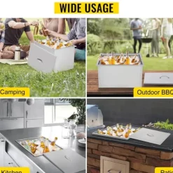 Ishink & Kylare-33L Drop-in islåda vinkylare i rostfritt stål med dräneringsventil och bekvämt lock, genomtänkta detaljer, bred användning