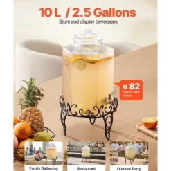 Dryckesautomater-10L Dryckesdispenser, Festdryckesdispenser i Glas, Inklusive Stativ