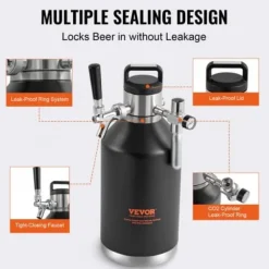 Öl Growler Tappsystem, 21x21x40 cm, Rostfritt Stål